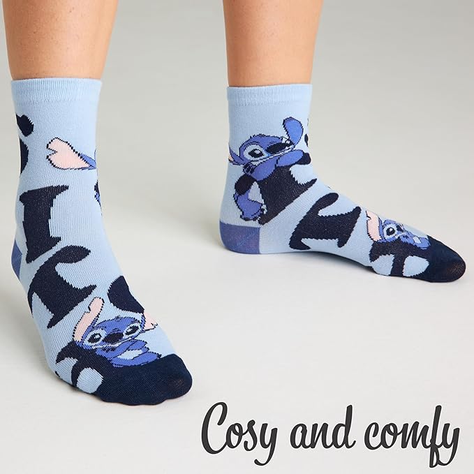 Disney Stitch Socks Gifts for Women Teens, US Size 4-9, Baby Yoda Pack of 5 Fuzzy Casual Crew Socks for Home Sleep Winter
