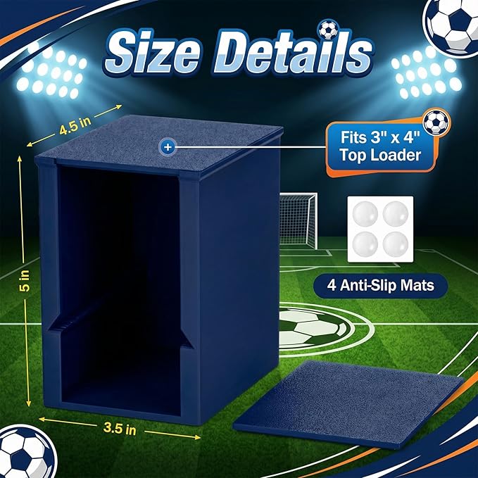 Toploader Dispenser & Penny Sleeve Holder - Dual Compartment Holds 250 Penny Sleeves & up to 50 Top Loaders, Stackable Card Storage Box with Dustproof Lid (Navy)