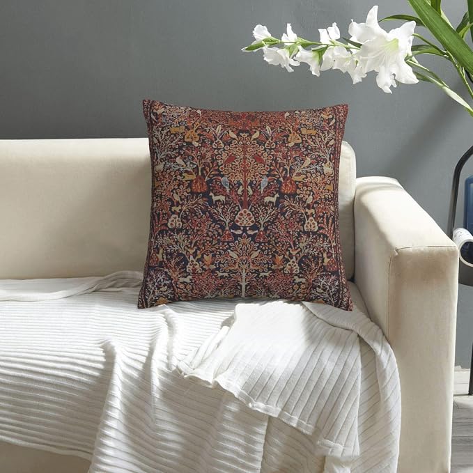 Persian Vintage Antique Carpet Nature Fine Art Pillow Covers Decorative Square Throw Pillowcase 18x18 Inch Couch Cushion Cover for Home Decor Living Room Bedroom College Dorm Bed Car Sofa