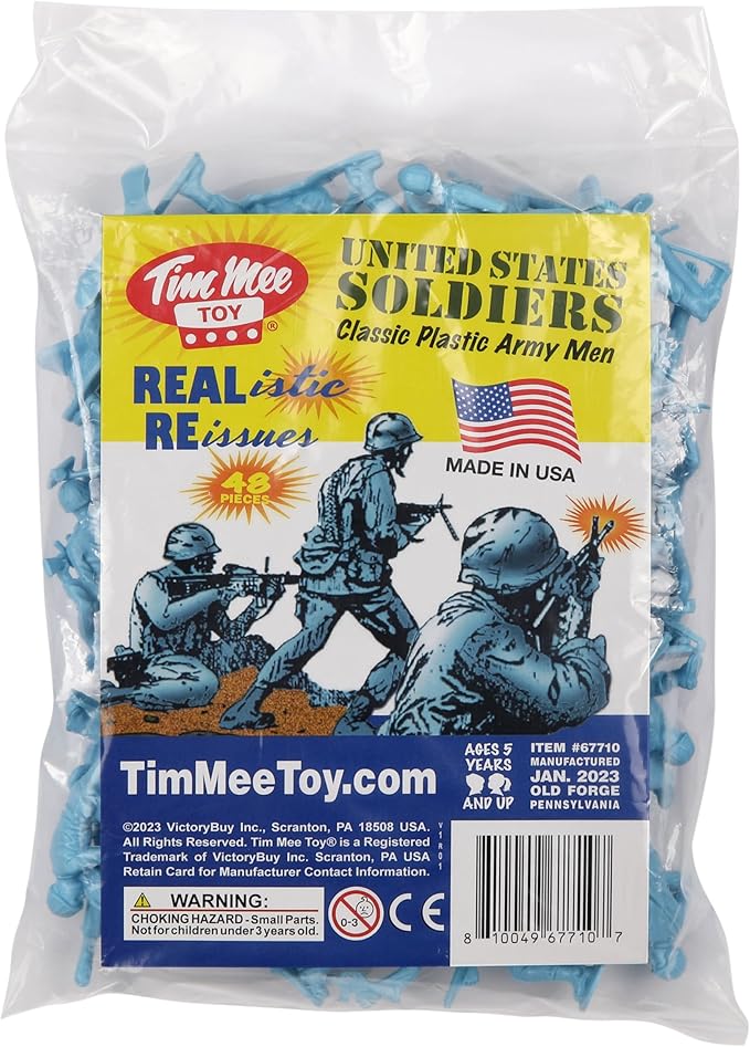TimMee Plastic Army Men - Powder Blue 48pc Toy Soldier Figures - Made in USA