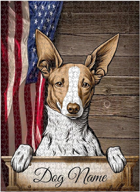 Custom Wooden Jigsaw Puzzles with Your Dog's Name on Podenco Art Print - 300 500 1000PCS Puzzles Game and Home Wall Decor