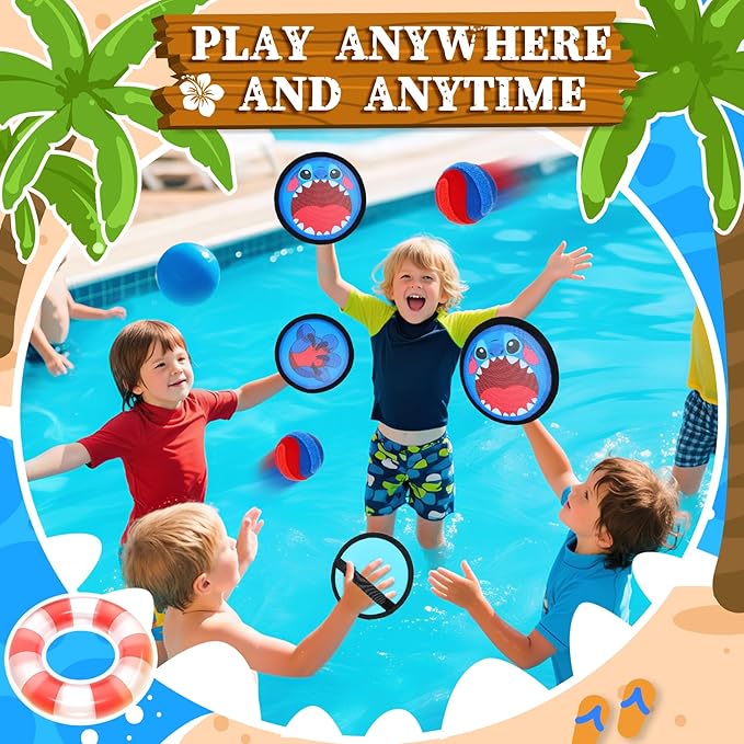 Toss and Catch Ball Game Set, Outdoor Toys for Kids - 13-Pieces with 4 Paddle,8 Balls and1 Storage Bag, Premium Toys for Beach Pool Yard Indoor & Outside - Fun Gift Idea for Boys and Girls