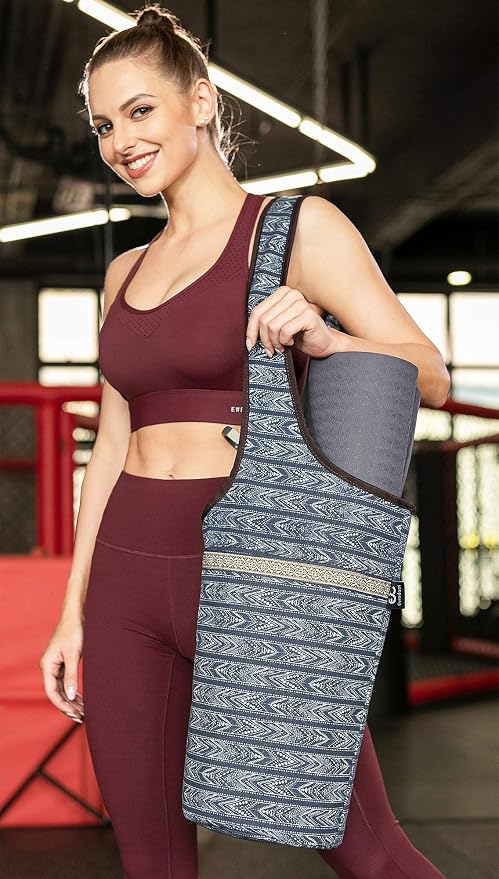 Ewedoos Canvas Yoga Mat Bag Fits Most Mats Yoga Bag with Large Storage Pockets to Hold More Accessories Ideal for Pilates Workout Gifts & Travel
