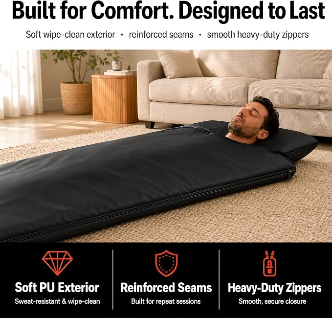 Portable Infrared Sauna Blanket for Home, Carbon Fiber Far Infrared Heating, Low EMF Full Body Sauna Blanket with Washable Towel Insert, Carry Bag & Digital Controller, Relaxation & Recovery