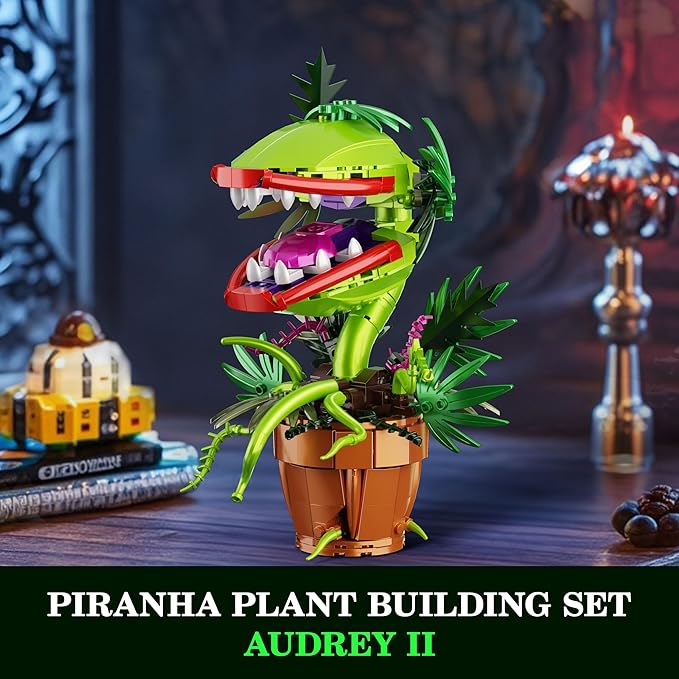 Audrey II Piranha Plant Building Blocks Set, Cannibal Plants Bonsai Building Set, Christmas Halloween Horror Flower Décor Gifts for Adults, Creative Gift for Home Décor and Office Art