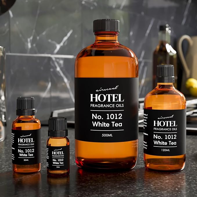 AirScent Hotel Diffuser Oil No. 1012 - The White Tea Hotel Scent - 30 mL | Premium Fragrance Oil for Ultrasonic and Waterless Diffusers and Crafting - 1 fl oz Dropper Bottle - Hotel Scent Dupe
