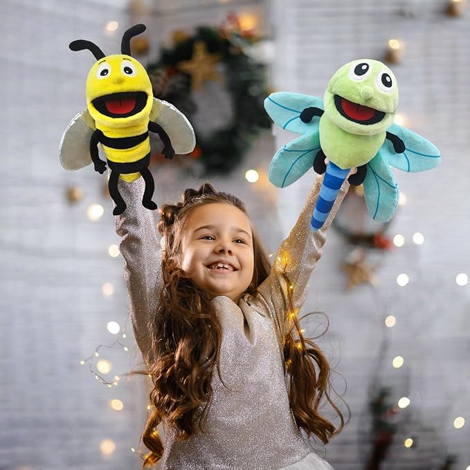 Hand Puppet Realistic Plush Puppet 13",Insect Animal Puppets for Kids Insect Stuffed Animal Hand Puppet with Moveable Mouth,Soft Stuffed Insect Puppet Story Toy Puppets Role Play Show Game