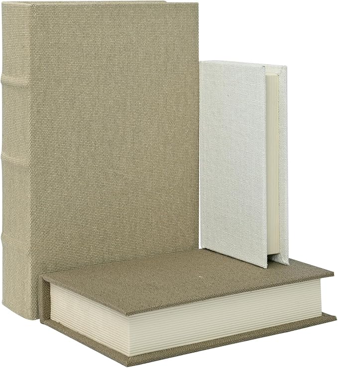 Vintage Decorative Book Box, Linen Faux Book Storage Box, 13" | Living Room Decor, Bedroom Decor, Office Decor, Bookshelf Display, Coffee Table, Farmhouse, Rustic, Vintage Style