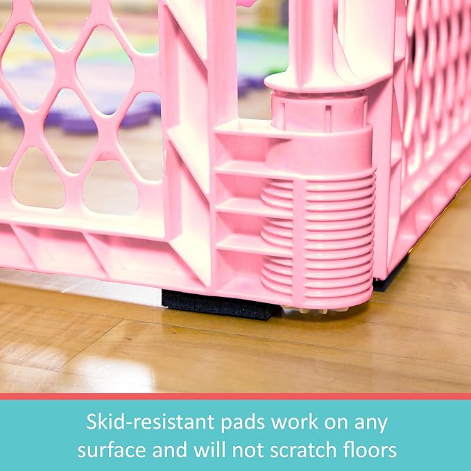 Toddleroo by North States - Superyard Baby Play Yard: Freestanding 6 Panel Baby Playpen - Indoor or Outdoor Use - Made in USA - Encloses Up to 18.5 Square Feet - 26 Inches Tall - Pink