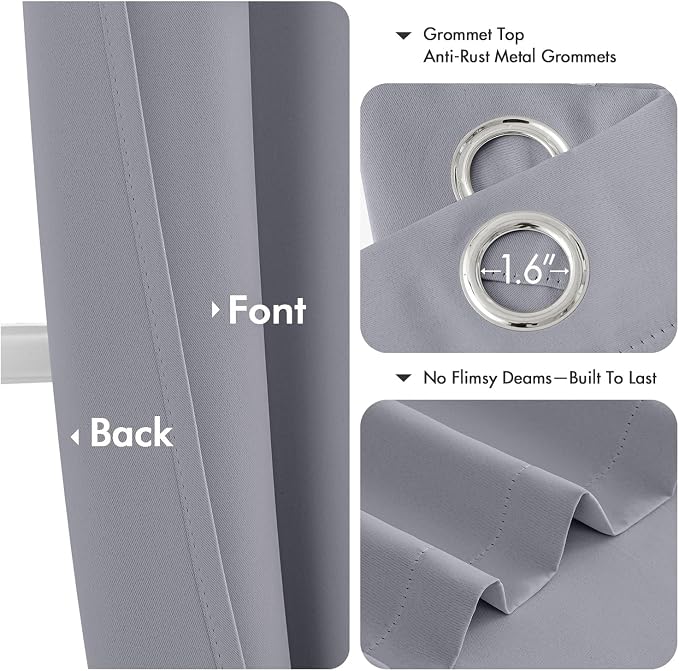MIULEE Blackout Curtains for Bedroom 2 Panels 40 x 84 Inch Long Silver Grey | Thermal Insulated, Living Room Darkening Grommet Drapes, Noise Reducing, Light Blocking Window Treatments
