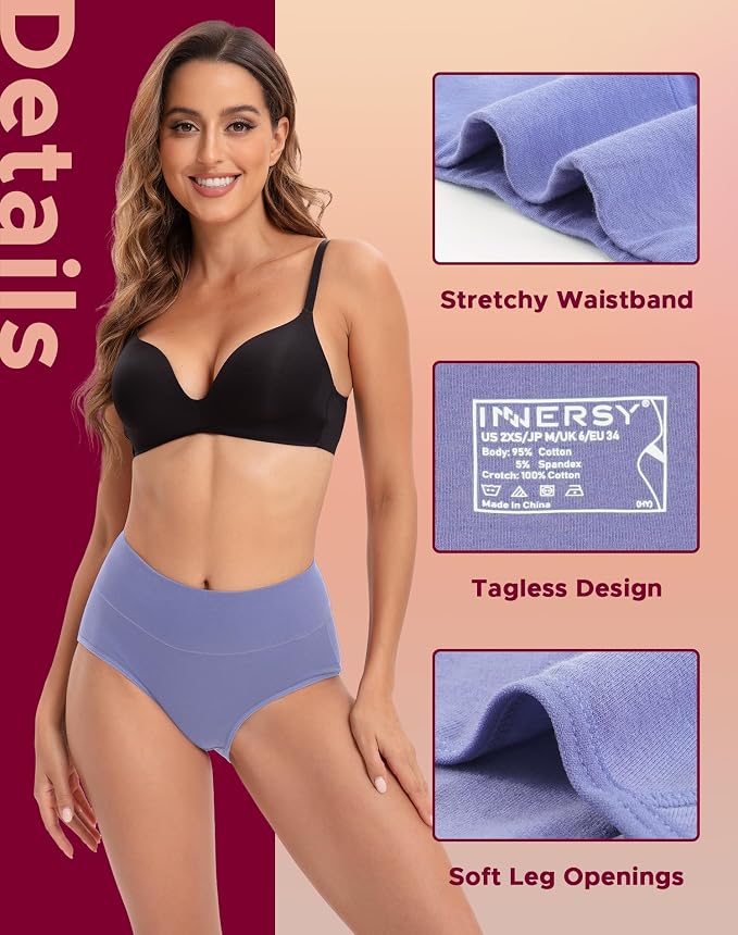 INNERSY Period Underwear for Women High Waisted Leak-Proof Postpartum Menstrual Panties 3-Pack