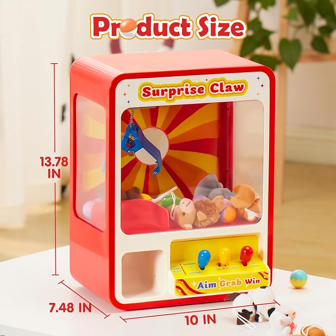 JOYIN Claw Machine Arcade Toy with LED Light & Adjustable Sound, Rechargable Dispenser Toys Mini Vending Machine for Kids - Perfect Christmas & Birthday Big Gifts for Kids, Ages 3+