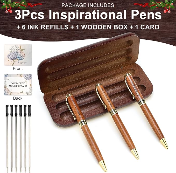 Renawe Farewell Gifts for Coworkers Leaving Job Goodbye Gift Wood Engraved Pen Set New Beginnings Gifts for Women Men Retirement Going Away Gift for Friends Moving Divorce Breakup Good Luck Pens