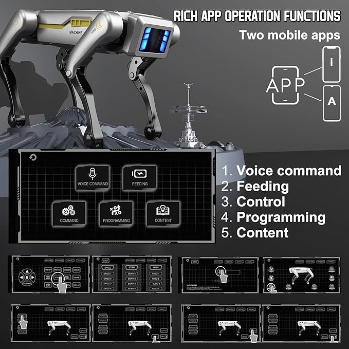 EVADA Smart Robot Dog Robotic Puppy Dog, APP/Handle Remote Control with 20+ Actions Programming Interactive Voice Commands, Durable ABS Design USB Rechargeable Companion Gift for Kids Adults
