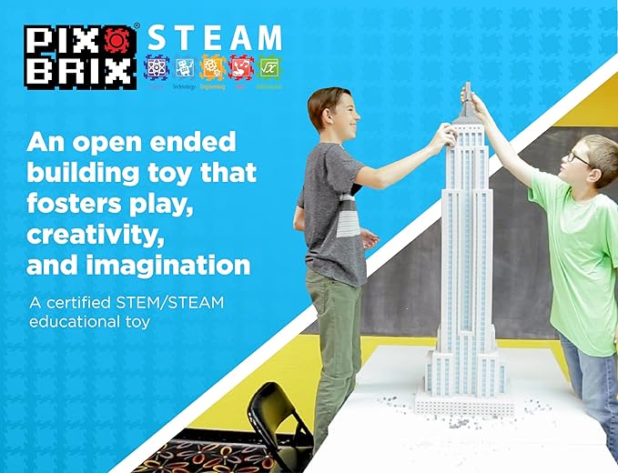 Pix Brix Pixel Art kit Puzzle Bricks - 1500 Piece Pixel Art Container, 32 Color Palette - Interlocking Building Bricks, Create 2D and 3D Builds Without Water or Glue - Stem Toys, Ages 6 Plus