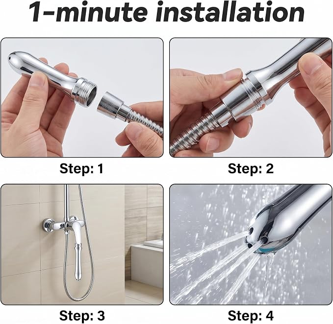 5 Holes Aluminum New Nozzle Clean Shower Head, Aluminum Cleaner Flushing Cleansing System,Shower enemas for Colon Cleanse Men and Women(with velevt Bag)