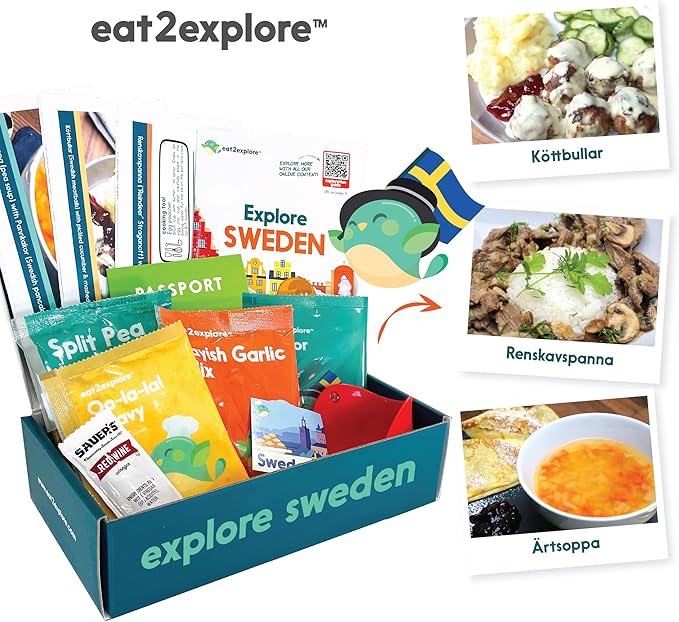 Cooking Kits for Kids - Interactive & Educational Set with 3 Recipe Cards, Key Ingredients & Cooking Tools - Ideal Idea for Kids who Love to Create Meals (Sweden Edition)