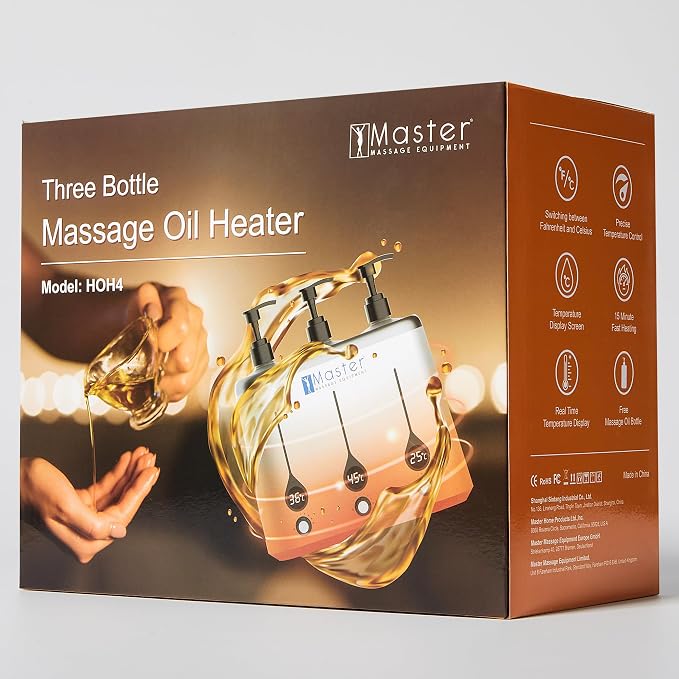 Master Massage Gen-II Oil Warmer: Quick & Efficient 3-Bottle Heater for Oils and Lotions (Heats Up to 140°F) - Sleek Modern Design for Massage Therapy & Personal Use