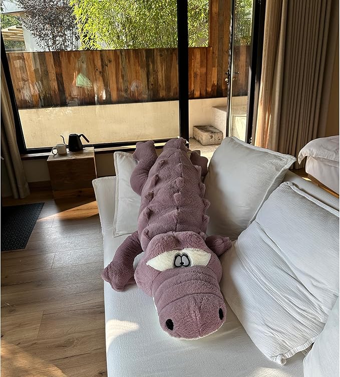 Hofun4U Alligator Plush Pillow, 46 inch Alligator Stuffed Animal, Home Decor Christmas Valentine’s Birthday Gift for Boys Girls Adults Kids (Purple)