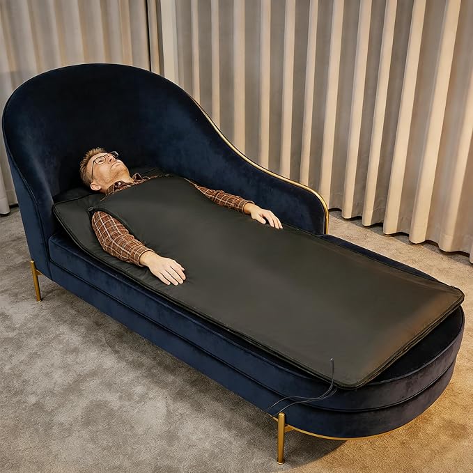 70.87 x 31.5In Portable Sauna Blanket 500W Far Infrared Sauna Blanket Foldable Sleep Bag at Home with Controller Adjustable Timer Carrying Bag for Detox Relaxation Weight Management