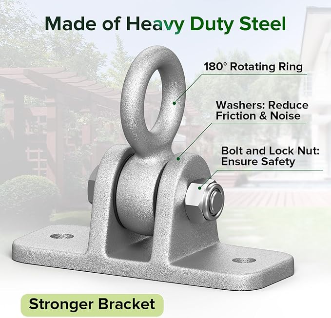 Highpro Swing Hangers for Wooden Sets Pack of 4 Heavy Duty Swingset Hardware with Locking Hooks for Porch, Patio, Playground Indoor/Outdoor, Silver