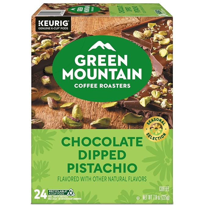 Green Mountain Coffee Roasters Chocolate Dipped Pistachio Flavored Coffee, Single Serve Keurig K-Cup Pod, 96-count pods, (4 pack of 24)