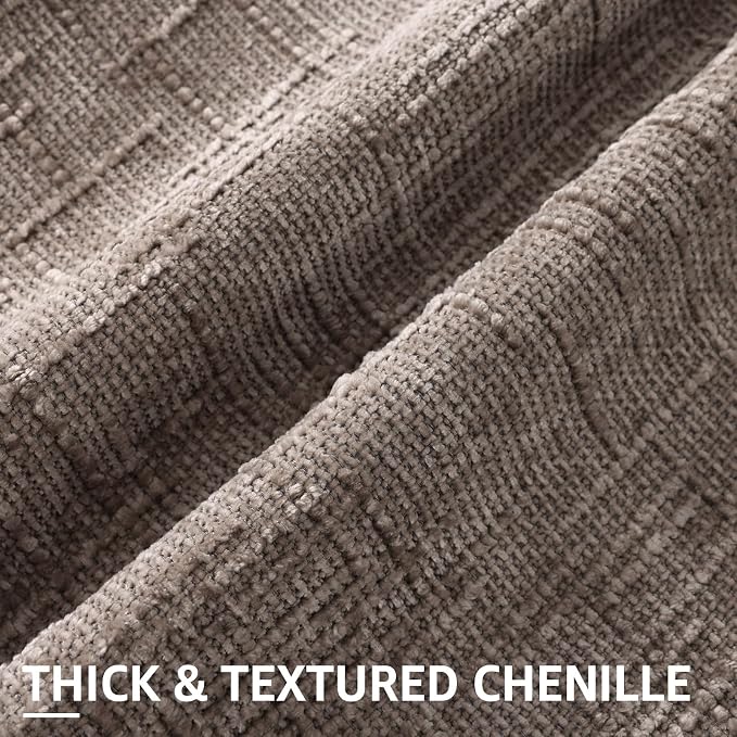 decorUhome Textured Chenille Throw Pillow Covers 22x22 Set of 2 Taupe | Fall Modern Farmhouse Soft Cozy Slubby Couch Pillow Cases Boho Decorative Pillow Cases for Bed Sofa Living Room Home Decor