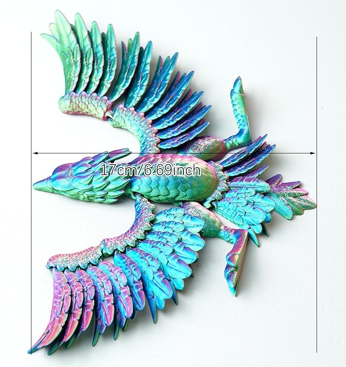 3D Printed Phoenix Model,Flexible Realistic Articulated Animal Fidget Toys,Mystery Figurines Gifts for Easter,Executive Desk Funny Décor and Festival Collectible,Easter Basket Stuffers (RGB)