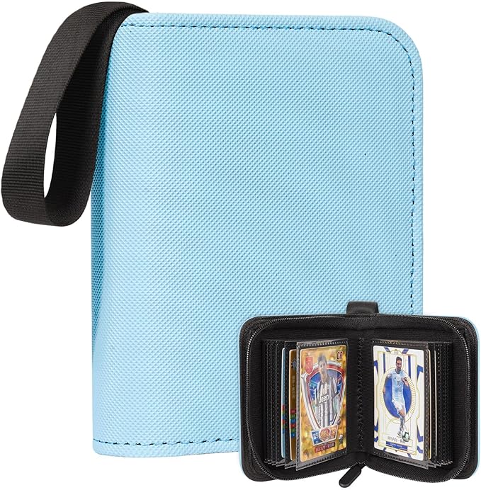 1 Pocket Card Binder – Collectible Trading Card Album, Single Card Holder with 20 Pages, Holds 40 Cards, Side-Loading Mini Binder for TCG, MTG, Sports, Baseball, Football, Small Sports Card Book,Blue