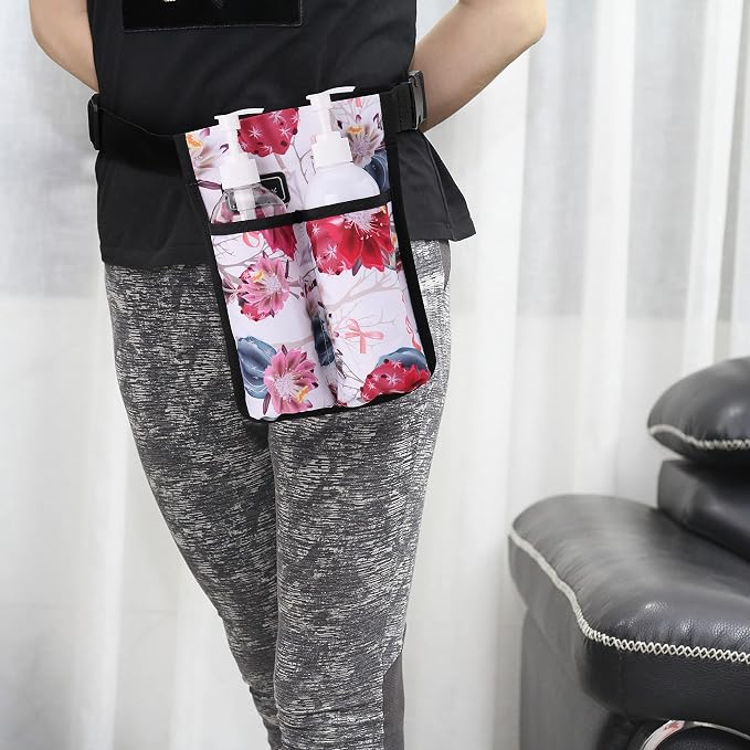 Massage Bottle Bag ，Massage Therapist Holster， Massage Lotion Holster， Massage Oil Holster，Flower color（9d2KD-Hua）