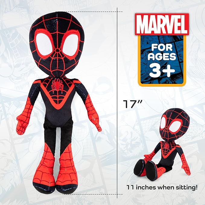 Jay Franco Marvel Spidey and His Amazing Friends Miles Morales Pillow Buddy - Super Soft Polyester Microfiber, 17 inches (Official Marvel Product)