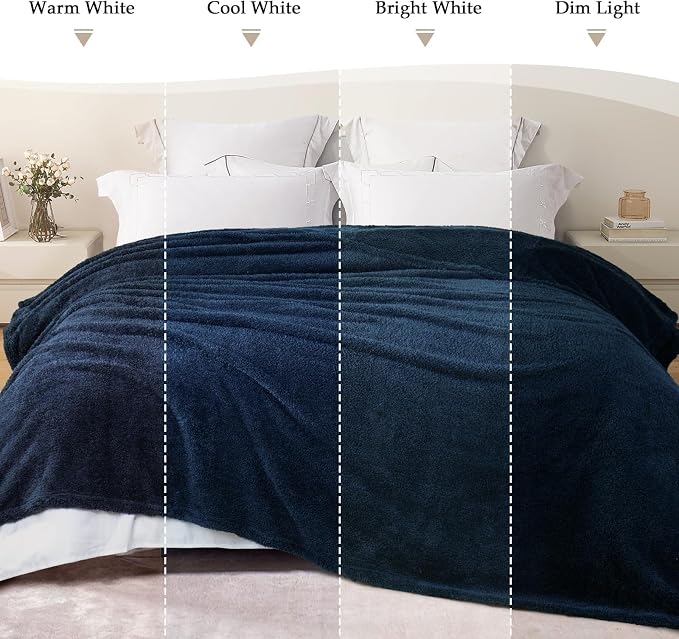 Exclusivo Mezcla Fleece Throw Blanket for Couch and Sofa, 50" x 60" | Super Soft and Cozy Fluffy Blanket for Women, Lightweight and Fuzzy Throw for Home Decor, All Season, Navy Blue
