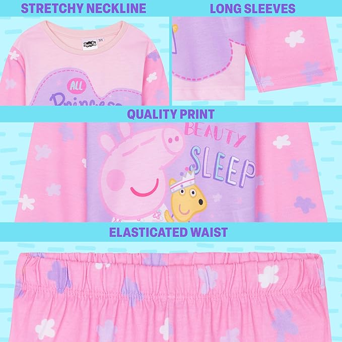 Get Trend 2 Pc Pajamas Set for Girls, Toddlers, PJs for Kids, Sleepwear with T Shirt, PJ Pants, for Girls