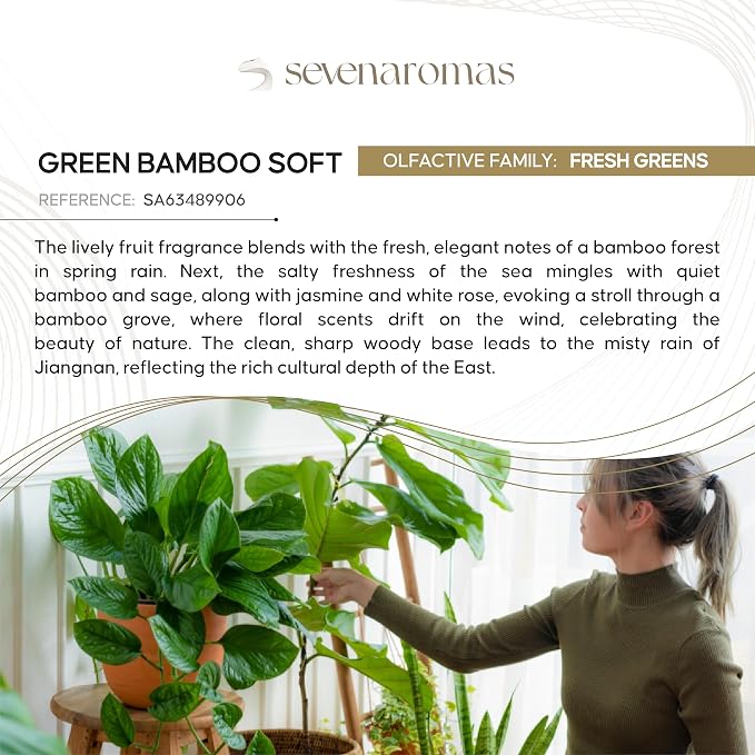 SevenAromas Green Bamboo Soft | 45ml 1.5oz Hotel Scent Diffuser Oil | Fresh Green | Bamboo, Jasmine & Cedar | Luxury Aromatherapy