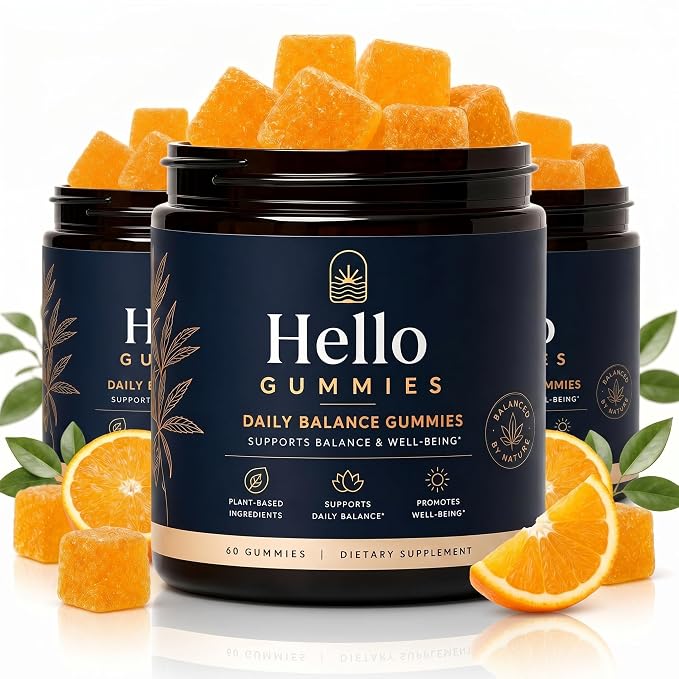 Hello Gummies – Mellow Recreation Gummies – Premium Relaxation Style Gummy Supplement, Daily Mood & Calm Support（blueberry，watermelon，tangerine） (tangerine, 3PCS)
