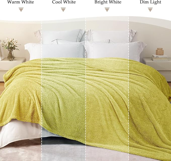 Exclusivo Mezcla Fleece Bed Blankets King Size for Bed, 90" x 104" | Super Soft and Cozy Fluffy Blanket for Women, Lightweight and Fuzzy Large Blanket for Bedroom , All Season, Light Green
