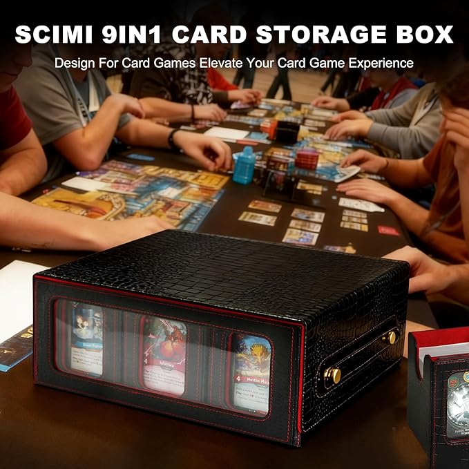 9IN1 MTG Deck Box with Carrying Handle, 8 Removable Deck Boxes & 1000+ Card Storage for TCG & Sports Cards, 10 Dividers, for Magic, YuGiOh, Gundam Card Game (BLACK/GREEN)