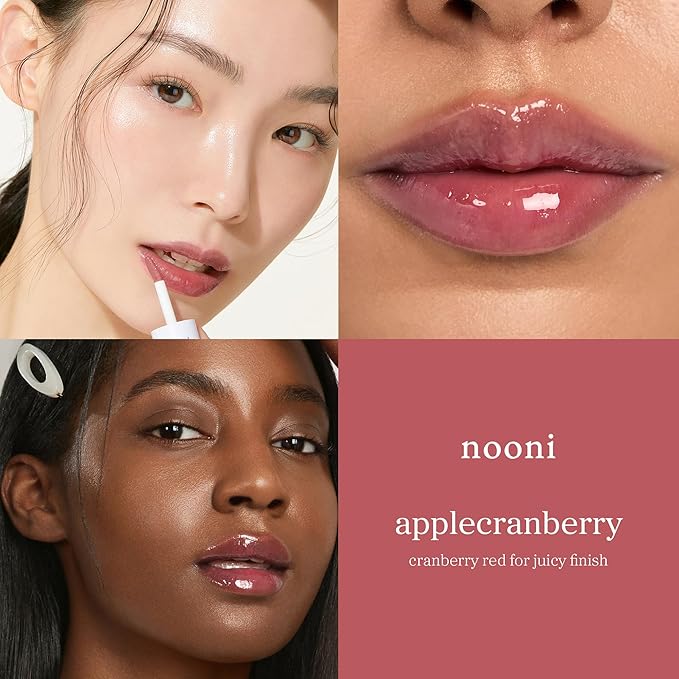 NOONI Korean Lip Oil - Applecranberry | Long-Lasting, Moisturizing, Plumping, Revitalizing for Dry Lips, Waterproof, No Peel Off, Hydrating, Stocking Stuffers, Gifts For Teen Girls, 0.12 FL Oz