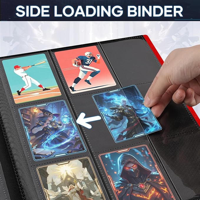 Trading Card Binder 9 Pocket, 360 Pockets Collectible Trading Card Album, Sports Card Binder for Standard Cards, Side Loading Card Folder for MTG Sports Baseball TCG Football Basketball Cards Red