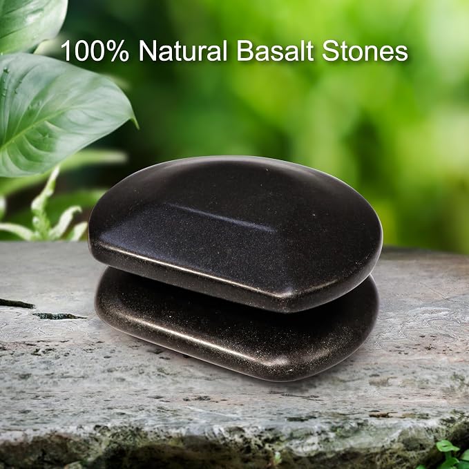 Master Massage 2-Piece Large Three Quarter Round Circle Circular Contour Hot Stones Set - Trigger Point and Acupressure Tools-Black Basalt Lava Rock Massage Tool Stones for Stone Massage - Large Size