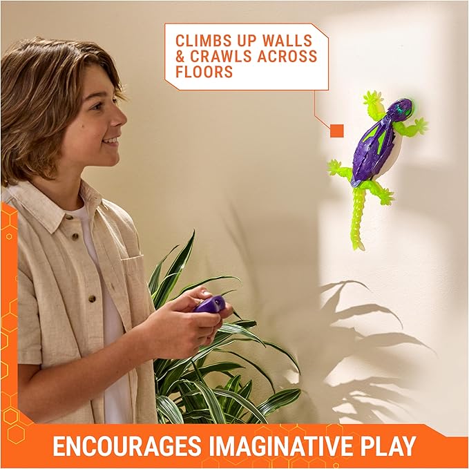 HEX BOTS Glow-in-The-Dark Gecko, Rechargeable Remote Control Robot Kids Toys, Climbs up Walls for Prank Toys & Games, RC Robot for Boys & Girls Ages 4 & Up