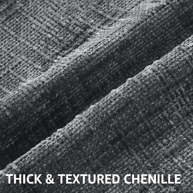 decorUhome Textured Chenille Throw Pillow Covers 26x26 Set of 2 Dark Grey | Fall Modern Farmhouse Soft Cozy Slubby Couch Pillow Cases Boho Decorative Pillow Cases for Bed Sofa Living Room Home Decor