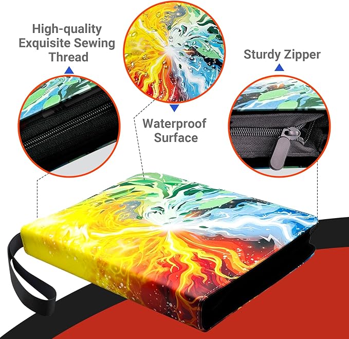 Trading Card Binder for TCG Cards, 9-Pocket Portable Card Collector Ablum Holder Book Fits 900 Cards with 50 Removable Sleeve, Waterproof Card Binder Display Storage Carrying Cases for TCG-Storm
