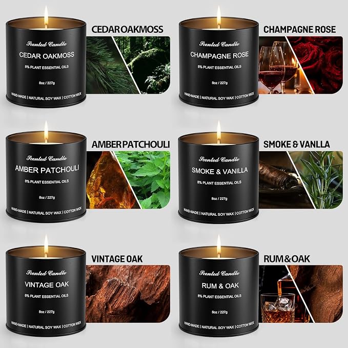 Men’s Scented Candles Set – Soy Wax Aromatherapy Candles for Men, Masculine Scented Candles with Essential Oils, Long Lasting Strong Scent, Luxury Gift Candles for Men,Dad,Him (46oz)