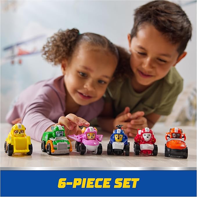 Paw Patrol: Air Rescue, 6-Piece Pup Squad Racers, Toy Cars Gift Set with Chase, Marshall, Skye, Rubble, Rocky & Zuma, Kids Toys for Boys & Girls 3+
