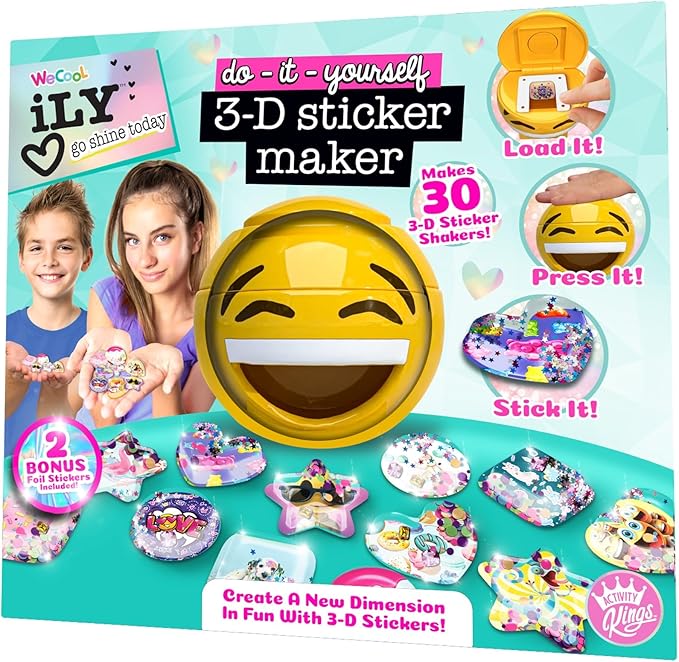 ILY DIY 3D Sticker Maker – Arts & Crafts Kit for Kids Ages 6+ | Makes 30 Custom Stickers Fun & Creative Toy Gift for Boys & Girls