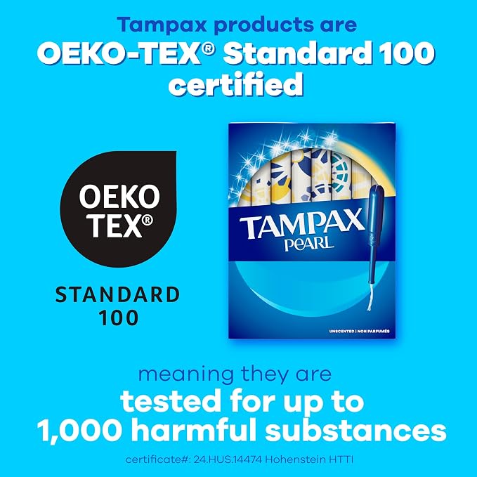 Tampax Pearl Plastic Tampons for Women Multipack, with LeakGuard Braid, Light/Regular/Super Absorbency, Unscented, 204 Count (6 Packs of 34)
