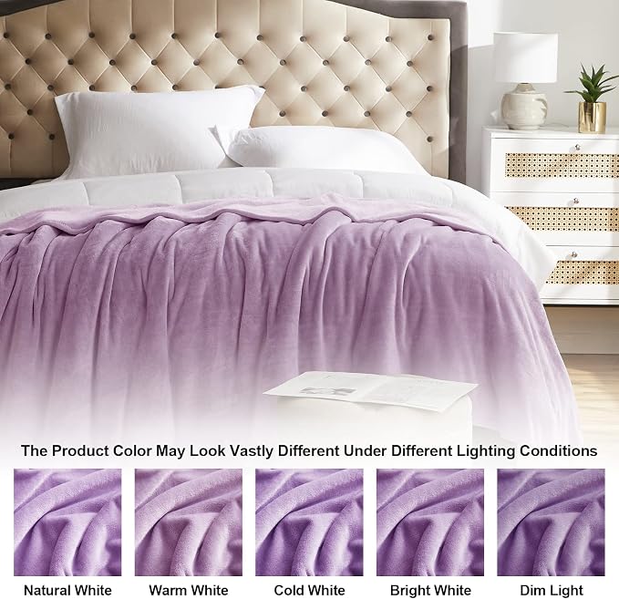 KMUSET Fleece Blanket Twin Size Lilac Lightweight Super Soft Cozy Luxury Bed Blanket Microfiber