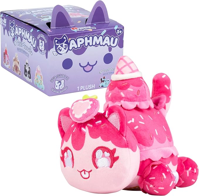 Aphmau 6” MeeMeow Mystery Plush – Ice Cream; YouTube Gaming Channel, Blind Box, 1 of 8 Possible Ice Cream MeeMeows, Official Merch