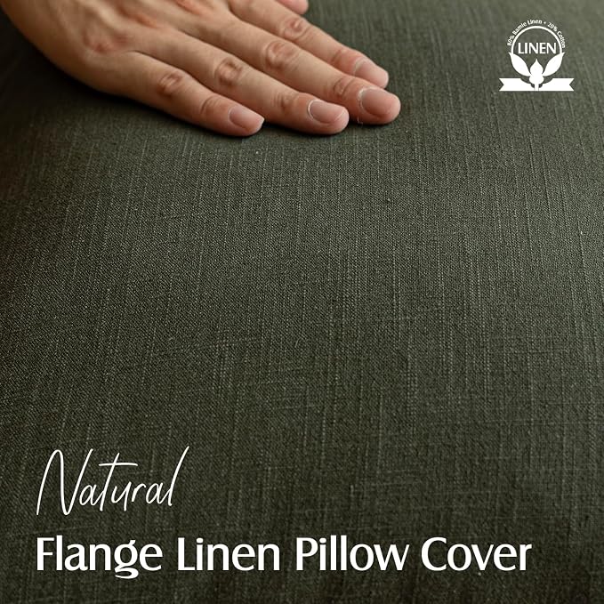 Foindtower Pack of 2, Decorative Linen Solid Throw Pillow Covers Soft Accent Cushion Case Farmhouse Neutral Pillowcase for Chair Couch Sofa Bedroom Living Room Home Decor 16x16 Inch Olive Branch Green
